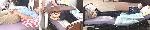 摂食嚥下実技研修(1)「ベッド上でのポジショニング」様子-1